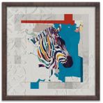 Traverten Dokulu Mozaik Kabartmalı Zebra, 80X80