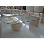 Travertine & Glass Coffee Table - 100% Natural Stone - Handmade with Love - OS10