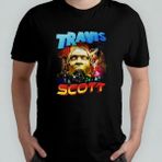 Travis Scott %100 Pamuklu Bisiklet Yaka T-Shirt Model - 1 - Siyah - XL