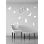 trc trafik Uçan Kuşlar Dekoratif Duvar Sticker Kuş Sürüsü Beyaz (22 Adet) - 120 x 31 cm