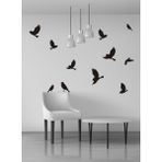 trc trafik Uçan Kuşlar Dekoratif Duvar Sticker Kuş Sürüsü Siyah 22'li - 120 x 30 cm