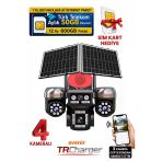 Trcharger Avenir Av-S446 4 Kameralı 3 Kamera Telefondan Dönebilir Solar Aov 7/24 Kayıt 4G Sim Kart