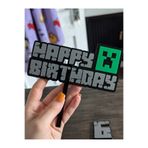tredblock Minecraft Happy Birthday Pasta Süsü - Gıda Temasına Uygun Cake Topper Doğum Günü Süsü