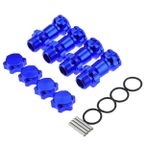 Treehobby 4 ADET 17 mm Alüminyum Tekerlek Altıgen Göbek 30 mm Uzatma Adaptörü Kapaklı Daha Uzun Kombin Bağlayıcı, Toz Önleyici Kapaklı 1:8 RC Model Araba Kamyon için, Mavi