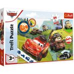 Trefl 14352 24 maksi yapboz, 24 büyük parça, Disney 3 peri masalından renkli karakterler, yaratıcı eğlence, çocuklar için eğlence Bulmaca, Arabalar, Mutlu arabalar