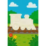 Tren Figür Boyama Seti – 4 Renk Boya + 1 Fırça | Çocuk Eğitici Hobi Plakası (12 Cm) - Beyaz