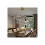 TREND 80x65 ELİPS GOLD 2 KATLI YEMEK MASASI KRİSTAL AVİZE