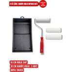 Trend Ak Home 4’lü Lüks Kadife Rulo Boyacı Seti | 10 cm Sap + 2 Adet Kadife Yedek Rulo + Boya Tavası