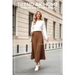 Trend Ak Home Beli Lastikli Piliseli Etek - Renk Kahve ( Standart Beden ) - 0-Kahverengi