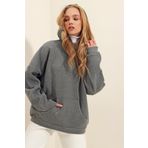 Trend Alaçatı Stili ALC-531-009 Antrasit Kadın Sweatshirt