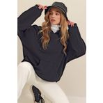 Trend Alaçatı Stili ALC-531-009 Siyah Kadın Sweatshirt