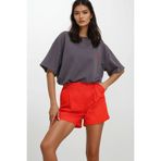 Trend Alaçatı Stili ALC-X11503 Kadın Antrasit Bisiklet Yaka İki İplik Mom Nakışlı T-Shirt