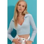 Trend Alaçatı Stili ALC-X7322 Bebe Mavi Kadın Bluz