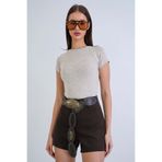 Trend Alaçatı Stili Bej Bisiklet Yaka Reglan Kol Likralı Örme T-Shırt ALC-X15388