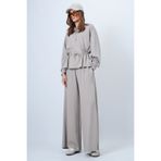 Trend Alaçatı Stili Bej Kapüşonlu Belden Büzgülü Modal Bluz Ve Pantolon Takım ALC-X14668