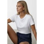 Trend Alaçatı Stili Beyaz Bisiklet Yaka Basic T-Shırt ALC-X15455