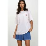 Trend Alaçatı Stili Beyaz Bisiklet Yaka İki İplik Mom Nakışlı T-Shirt ALC-X11503