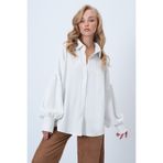 Trend Alaçatı Stili Beyaz Oversize Bürümcük Gömlek ALC-X14541