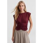 Trend Alaçatı Stili Bordo Bisiklet Yaka Drape Detaylı Vatkalı Sandy Bluz Alc-X15485