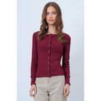 Trend Alaçatı Stili Bordo Geniş Manşetli Dikiş Detaylı Önü Düğmeli Kaşkorse Bluz ALC-X14400