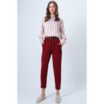 Trend Alaçatı Stili Bordo Yüksek Bel Havuç Pantolon ALC-X11148