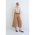 Trend Alaçatı Stili Camel Bel Ve Paça Detaylı Yandan Cepli Bol Kesim Gabardin Pantolon ALC-X15440