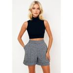 Trend Alaçatı Stili Gri Duble Paça Çift Cepli Kışlık Kaşe Şort ALC-X13297