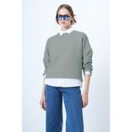 Trend Alaçatı Stili Haki Bisiklet Yaka Yarasa Kol Geniş Kesim Basic Bluz ALC-X14391