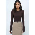 Trend Alaçatı Stili Kadın Acı Kahve Bisiklet Yaka Tulumlu Alttan Çıtçıtlı Bluz Alc-X14388