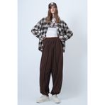 Trend Alaçatı Stili Kadın Acı Kahve Dikiş Detaylı Paçası Lastikli Jogger Pantolon ALC-X14664