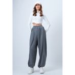 Trend Alaçatı Stili Kadın Antrasit Dikiş Detaylı Paçası Lastikli Jogger Pantolon ALC-X14664