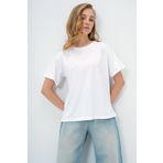 Trend Alaçatı Stili Kadın Beyaz Bisiklet Yaka Basic T-Shırt ALC-X13684
