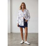 Trend Alaçatı Stili Kadın Beyaz Gizli Patlı Çiçek Desenli Oversize Poplin Gömlek Alc-X15503