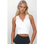 Trend Alaçatı Stili Kadın Beyaz Kruvaze Yaka Güpür Detaylı Crop Bluz ALC-X14258