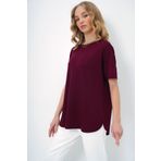 Trend Alaçatı Stili Kadın Bordo Bisiklet Yaka Oval Kesim Modal T-Shirt ALC-X11506