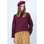 Trend Alaçatı Stili Kadın Bordo Bisiklet Yaka Yarasa Kol Geniş Kesim Basic Bluz ALC-X14391