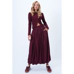 Trend Alaçatı Stili Kadın Bordo Çift Cepli İçi Astarlı Maxi Boy Bubble Etek Alc-X14348