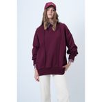 Trend Alaçatı Stili Kadın Bordo Dikiş Detaylı Oversize Tasarım Sweatshırt ALC-X14662