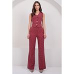 Trend Alaçatı Stili Kadın Bordo Ekose Desenli Çift Cepli Pantolon ALC-X14929