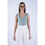 Trend Alaçatı Stili Kadın Çağla Yeşili Kare Yaka Kalın Askılı Sandy Bluz ALC-X13449