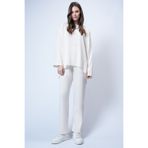 Trend Alaçatı Stili Kadın Ekru Bisiklet Yaka Asimetrik Kesim Oversize Sweatshırt Ve Pantolon Takım ALC-X13270