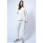 Trend Alaçatı Stili Kadın Ekru Kapüşonlu Çıtçıtlı Oversize Sweatshirt Ve Pantolonlu Alt Üst Takım ALC-X12476