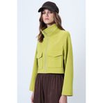 Trend Alaçatı Stili Kadın Fıstık Yeşili Dik Yaka Çift Cepli Reglan Kol Ceket ALC-X14409