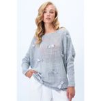 Trend Alaçatı Stili Kadın Gri Bisiklet Yaka Fiyonk Detaylı Triko Bluz Alc-X14373
