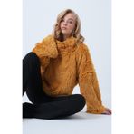 Trend Alaçatı Stili Kadın Hardal Sarısı Dik Yaka Tüylü Peluş Bluz ALC-X14591
