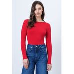 Trend Alaçatı Stili Kadın Kırmızı Bisiklet Yaka Basic Bluz ALC-X14389