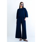 Trend Alaçatı Stili Kadın Lacivert Bisiklet Yaka Truvakar Kol Modal Bluz Ve Çift Cepli Pantolon Takım Alc-X15234