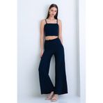 Trend Alaçatı Stili Kadın Lacivert İp Askılı Bürümcük Crop Bluz Ve Pantolon Takım ALC-X15238
