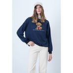 Trend Alaçatı Stili Kadın Lacivert Önü Baskılı Oversize Pamuklu Sweatshırt ALC-X14651
