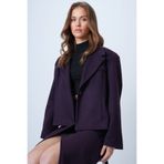 Trend Alaçatı Stili Kadın Mürdüm Fleto Cepli İçi Astarlı Oversize Vatkalı Ceket ALC-X14556